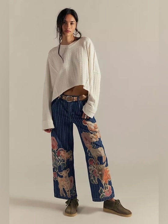 We The Free Denim - NWT Free People We the Free Farm to Peach Patchwork Jeans Size 28 NEW with Tag